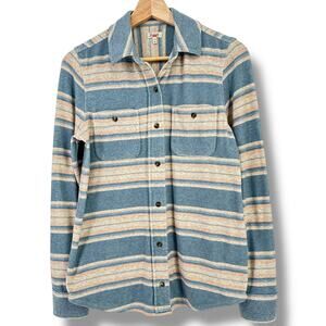 Faherty Blue and Cream Striped Button Down Shirt